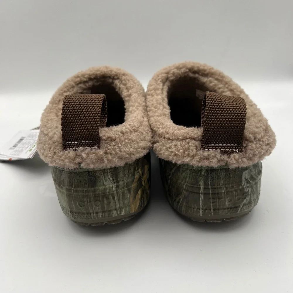 Crocs Realtree APX Classic Lined Shorty Mens 9 Green Camo Fleece Clogs‎